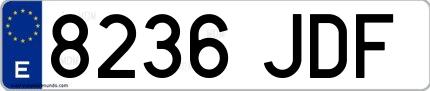 Ejemplo de matrícula española 8236 JDF
