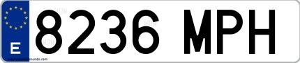 Ejemplo de matrícula española 8236 MPH