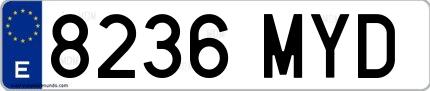 Ejemplo de matrícula española 8236 MYD