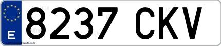 Ejemplo de matrícula española 8237 CKV