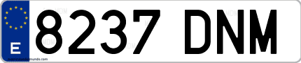 Ejemplo de matrícula de coche ordinaria 8237 DNM