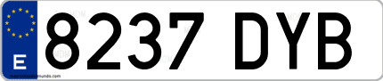 Ejemplo de matrícula de coche ordinaria 8237 DYB