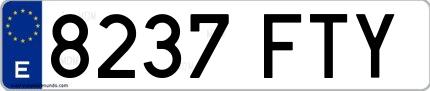 Ejemplo de matrícula española 8237 FTY