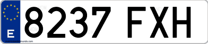 Ejemplo de matrícula de coche ordinaria 8237 FXH
