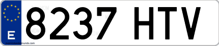 Ejemplo de matrícula de coche ordinaria 8237 HTV