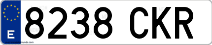 Ejemplo de matrícula de coche ordinaria 8238 CKR