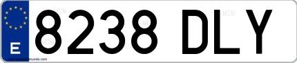 Ejemplo de matrícula española 8238 DLY