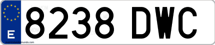 Ejemplo de matrícula de coche ordinaria 8238 DWC