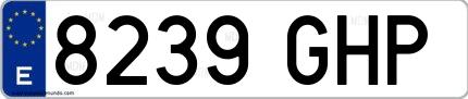 Ejemplo de matrícula española 8239 GHP
