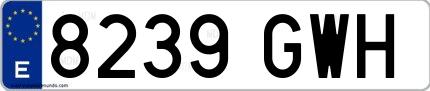 Ejemplo de matrícula española 8239 GWH