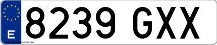 Ejemplo de matrícula española 8239 GXX