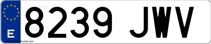Ejemplo de matrícula española 8239 JWV