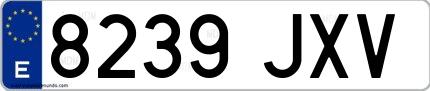 Ejemplo de matrícula española 8239 JXV