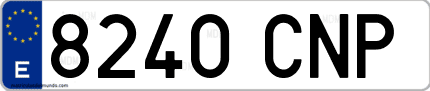 Ejemplo de matrícula de coche ordinaria 8240 CNP