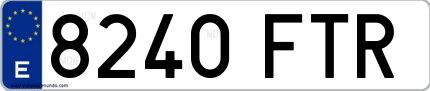 Ejemplo de matrícula española 8240 FTR