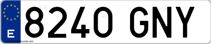 Ejemplo de matrícula de coche ordinaria 8240 GNY