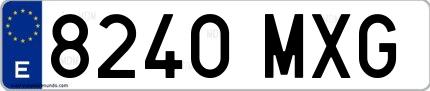 Ejemplo de matrícula española 8240 MXG