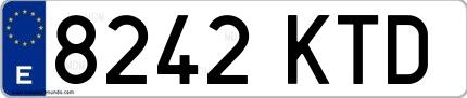 Ejemplo de matrícula española 8242 KTD
