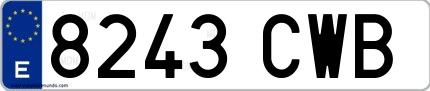 Ejemplo de matrícula española 8243 CWB