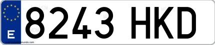 Ejemplo de matrícula española 8243 HKD