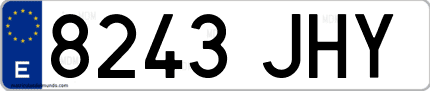 Ejemplo de matrícula de coche ordinaria 8243 JHY