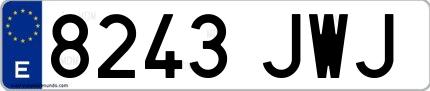 Ejemplo de matrícula española 8243 JWJ