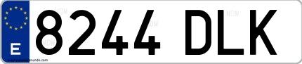 Ejemplo de matrícula española 8244 DLK