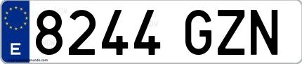 Ejemplo de matrícula española 8244 GZN