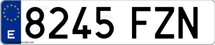 Ejemplo de matrícula de coche ordinaria 8245 FZN