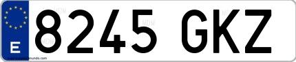 Ejemplo de matrícula española 8245 GKZ