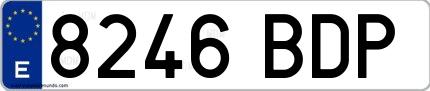 Ejemplo de matrícula española 8246 BDP