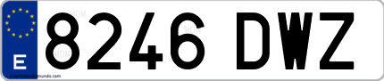 Ejemplo de matrícula de coche ordinaria 8246 DWZ