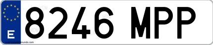 Ejemplo de matrícula española 8246 MPP