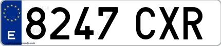 Ejemplo de matrícula española 8247 CXR