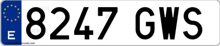 Ejemplo de matrícula española 8247 GWS