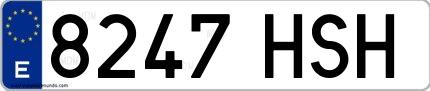 Ejemplo de matrícula española 8247 HSH