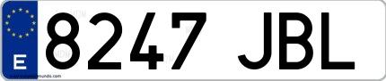 Ejemplo de matrícula española 8247 JBL