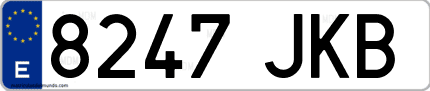 Ejemplo de matrícula de coche ordinaria 8247 JKB
