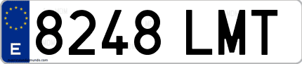 Ejemplo de matrícula de coche ordinaria 8248 LMT