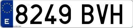 Ejemplo de matrícula de coche ordinaria 8249 BVH