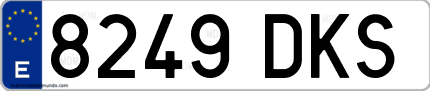 Ejemplo de matrícula de coche ordinaria 8249 DKS