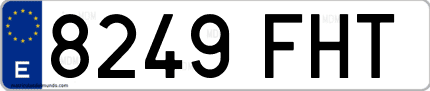 Ejemplo de matrícula de coche ordinaria 8249 FHT