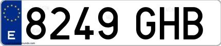Ejemplo de matrícula española 8249 GHB
