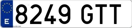 Ejemplo de matrícula española 8249 GTT