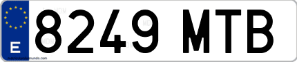 Ejemplo de matrícula de coche ordinaria 8249 MTB