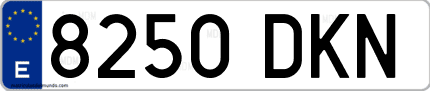 Ejemplo de matrícula de coche ordinaria 8250 DKN