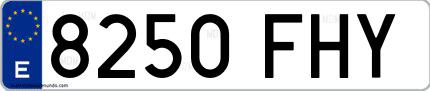Ejemplo de matrícula española 8250 FHY