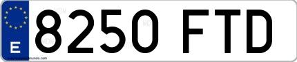 Ejemplo de matrícula española 8250 FTD