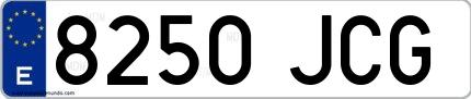 Ejemplo de matrícula española 8250 JCG