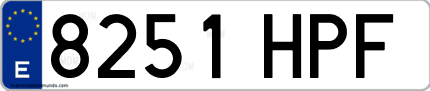 Ejemplo de matrícula de coche ordinaria 8251 HPF
